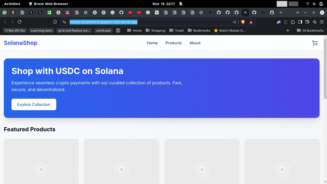 Screenshot of Solana Shop project